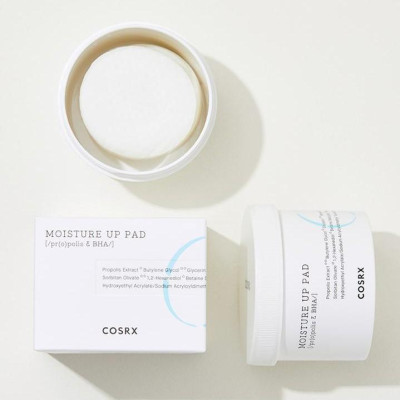 Bông Tẩy Tế Bào Chết Hoá Học Và Dưỡng Ẩm Da (0.5% BHA, Keo Ong, Trà Xanh) COSRX One Step Moisture Up Pad 70 Miếng