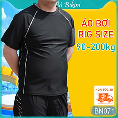 Áo bơi cỡ siêu lớn cho nam giới big size, người béo mập đến 200kg, phom rộng rãi thoải mái, thun lạnh co giãn đàn hồi cao, thoáng khí nhanh khô | BN071