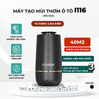 Máy xông tinh dầu, khuếch tán tạo mùi thơm ô tô, phòng ngủ, nhà vệ sinh i116 iCHARM