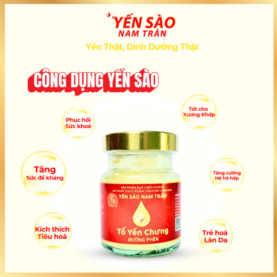 [Set 10 lọ Không hộp] Yến chưng Đường phèn 7 gram Tổ Yến Tươi- Yến Sào Nam Trân. Lọ 70 ml