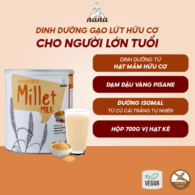 Sữa Hạt Gạo Lứt Hữu Cơ Millet Gói 30g Vị Kê Nhập Khẩu Malaysia Cho Trẻ Từ 3 Tuổi & Cả Gia Đình Bổ Sung Dinh Dưỡng Vegan - 24grains