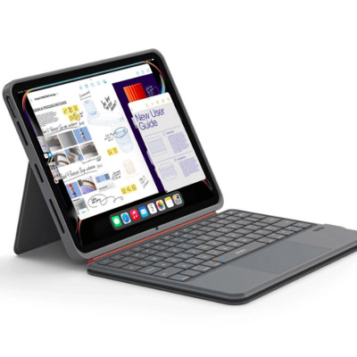 Case bao da bàn phím bluetooth V5.3 tích hợp trackpad / touchpad hiệu WIWU WK005 cho iPad Pro 11 M2 M3 M4 Pro 11 2020/21/22 Air 4/5/6/7 M2 M3 - Bàn phím từ tính nam châm tháo rời, tích hợp giá đỡ - Hàng nhập khẩu