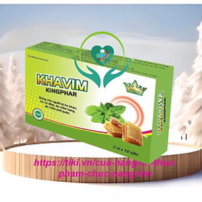 Viên ngậm Khavim Kingphar , hộp 20v, hỗ trợ giảm viêm, giảm ho, giảm đau họng