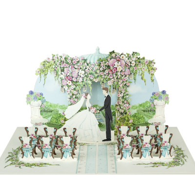 Thiệp 3D Pop Up Lễ Cưới Ngoài Trời – Thiệp Cổng Hoa Đám Cưới, Thiệp Chúc Mừng Wedding Sang Trọng, W15