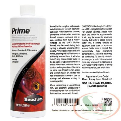 Xử lý nước Seachem Prime 100ml, 250ml, 500ml, 1L, 2L khử độc clo nước mới giảm stress bể thủy sinh cá tép
