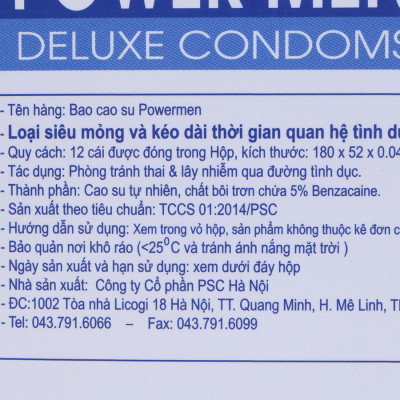 Bao Cao Su Siêu Mỏng Kéo Dài Powermen Viagra (12 Chiếc)