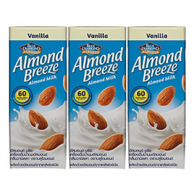 Blue Diamond - Sữa Hạt Hạnh Nhân ALMOND BREEZE vị Vanilla 180ml x 3 Hộp