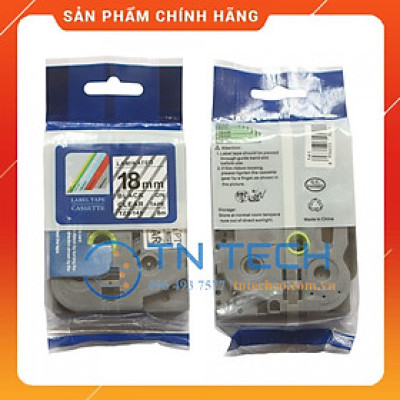 Nhãn In Tz2-141 - Đen nền trong 18mm x 8m - Dùng cho máy in BROTHER - AIMO - PUTY [Hàng nhập khẩu]