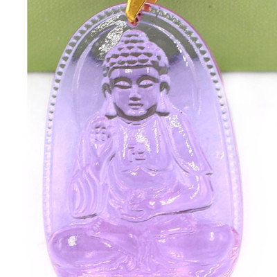 Mặt phật A Di Đà pha lê tím 3.6cm kèm hộp nhung - Phật bản mệnh tuổi Tuất, Hợi - Mặt phật size nhỏ