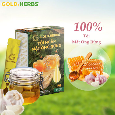 Tỏi ngâm mật ong rừng GoldzHerbs, 100% mật ong nguyên chất – Hũ 300g/ Hộp 15 gói x 10g