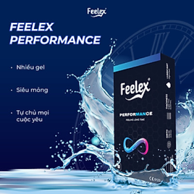 Bao cao su Feelex Performance siêu mỏng, kéo dài thời gian quan hệ - Hộp 10 bcs