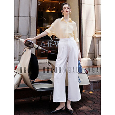 Quần trắng ống rộng NGADO , Quần công sở , quần đi làm , quần đi học