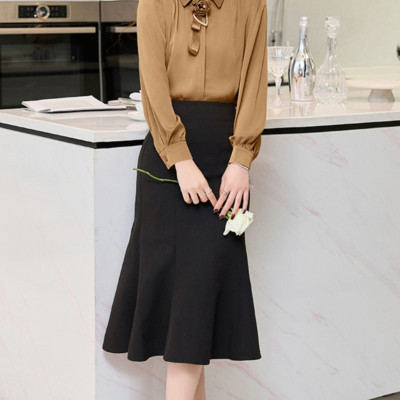 Chân váy đuôi cá midi dáng dài ôm body vải kaki thun co giãn - Vannhshop CV0089