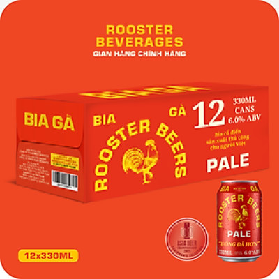 Rooster Beers Pale (Bia Gà Pale) Thùng 12 Lon x 330ml