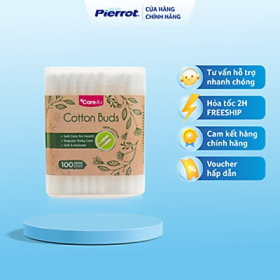 Combo 3 hộp Tăm bông thân giấy Care4u  Pierrot 100 que/ hộp