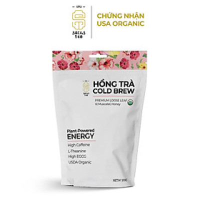 Hồng Trà Cold Brew Hữu Cơ - Chứng Nhận USDA Organic, Đậm Vị Muscatel Mật Ong, Không Chát Túi Zip 75g