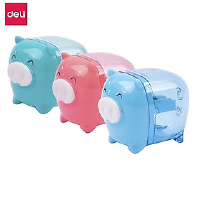 Set 3 gọt chì Deli E0557 hình con lợn con heo Deli 0557 sắc bén màu sắc đẹp cute