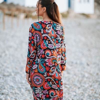 Đầm Xẻ Tà Kết Cườm Cotton Isla Bonita