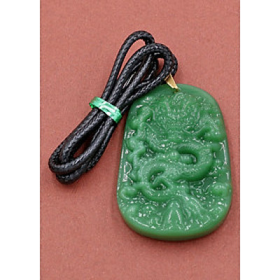 Dây chuyền mặt tượng Rồng R15 - thạch anh xanh ( 6.2cm x 4cm )