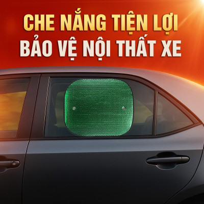 Combo 2 Tấm Che Nắng Ô Tô Xốp Cách Nhiệt Tròn Lớn Màu Lá Phủ Bạc CIND CD-C043 (44x52cm) - Nhập Khẩu Chính Hãng