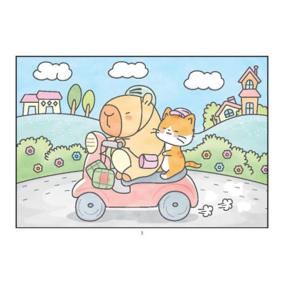 Sách Tô Màu - Bốn Mùa Của Capybara Và Mèo Cam + Baby Three 12 Con Giáp ở Vương Quốc Ngọt Ngào - Combo 2 Cuốn - Minh Thắng