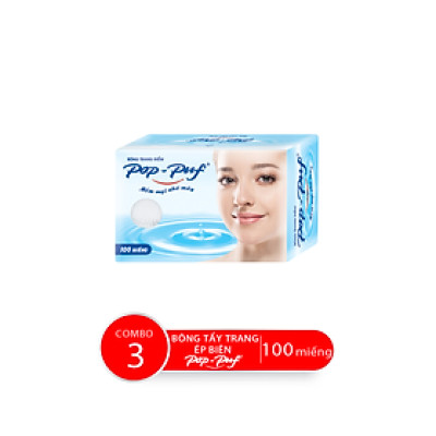Combo Hộp Bông Tẩy Trang Ép Biên POP-PUF, 100 Miếng/Hộp