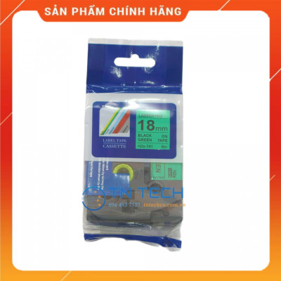 Nhãn In HZE-741 - Đen nền xanh lá 18mm x 8m - Dùng cho máy in BROTHER - AIMO - PUTY [Hàng nhập khẩu]