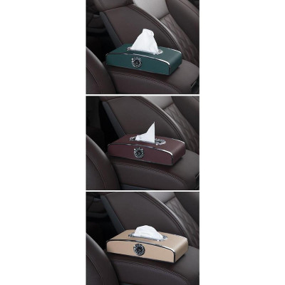 Hộp Đựng Khăn Giấy Trên ô Tô Có Đồng Hồ Và Bảng Sđt Cao Cấp (Kèm Video thực tế)