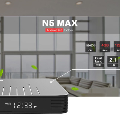 Tivi box N5 MAX ĐIỀU KHIỂN GIỌNG NÓI 1 CHẠM BÀN PHÍM CHUỘT BAY PRO RAM 4G ROM 32G S905X3 android 9 - Hàng Nhập Khẩu