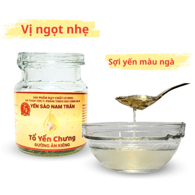 Yến Sào Chưng Sẵn Đường Ăn Kiêng NAM TRÂN 7 gram Tổ Yến Tươi. Set 3 lọ Không hộp. Lọ 70 ml