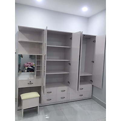 Tủ áo Juno Sofa đa năng kèm bàn trang điểm tặng ghế ngang 2m4 x cao 1m8 x 48 cm