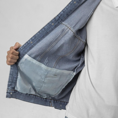 Áo jean nam thêu hình bông cúc, áo khoác thời trang năng động cá tính