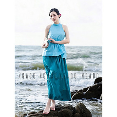 Áo yếm xanh ngọc NGADO , Áo kiểu nữ , Áo thiết kế