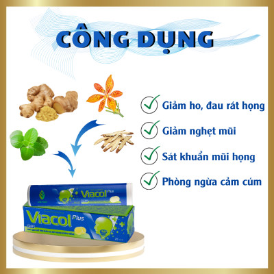 [COMBO 2 TUÝP] Kẹo ngậm Viacol Plus Vietnat giảm ho đau họng - 20 viên/ tuýp