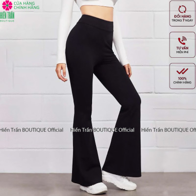 Quần ống loe Hiền Trần BOUTIQUE nữ lưng cạp cao co giãn form đẹp legging bigsize vải Umi Hàn dày dặn dáng dài
