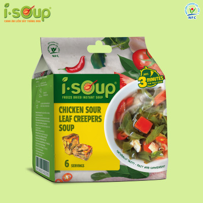 Canh Gà Lá Giang Ăn Liền ISOUP 72g 06 Viên - Viên Canh Ăn Liền Sấy Thăng Hoa