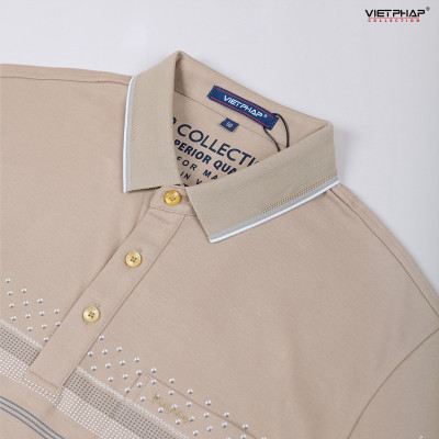 Áo Polo Nam VIỆT PHÁP Form Luxury - Thun 4 Chiều Sọc Túi Dài Tay, lịch lãm, sang trọng 36191