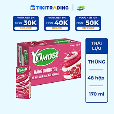 Thùng 48 Hộp Sữa Chua Lên Men Tự Nhiên Yomost Trái Lựu (170ml/Hộp)