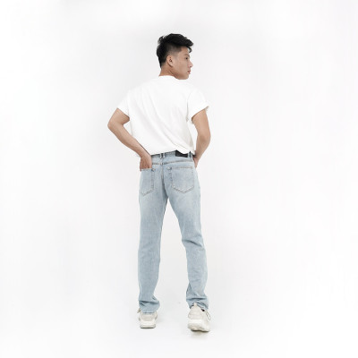 Quần Jeans Nam Cao Cấp HUNTER X-RAYS Form Straight Cotton Màu Xanh Nhạt D23