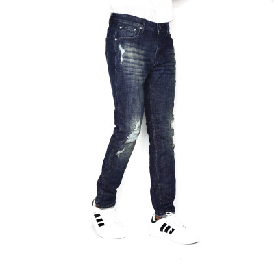Quần Jeans Nam Rách Gối Cao Cấp HUNTER X-RAYS Form Slim Thun Màu Xanh  D38