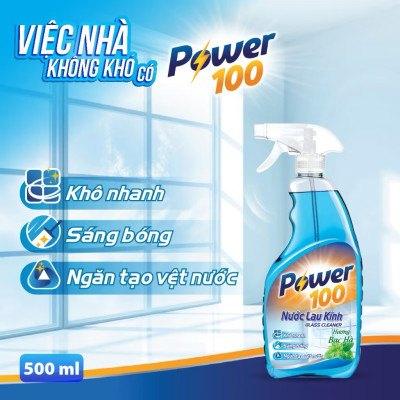Chai Nước Lau Kính POWER100 Hương Bạc Hà 500ml