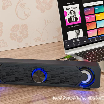 Loa máy tính Smalody YXSM9017 siêu trầm âm thanh nổi có dây USB với đèn LED màu xanh lam