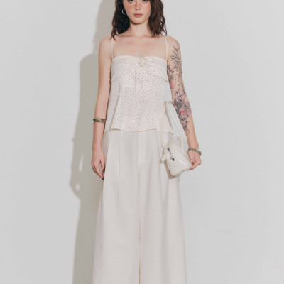 DOTTIE - Quần tây ống rộng lưng cao - Be nhạt - Q0408