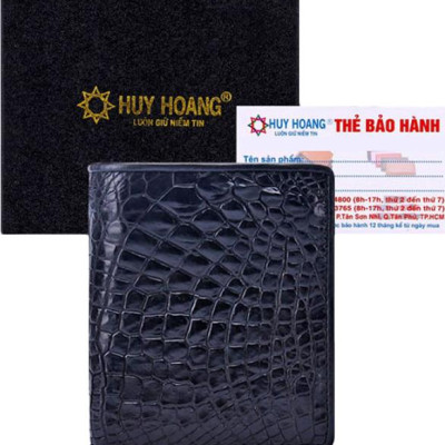 Ví Nam Da Cá Sấu Kiểu Đứng Huy Hoàng HT2228 (12.5 x 10 cm) - Đen