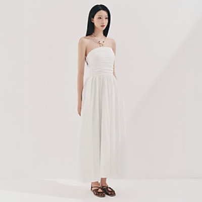 DOTTIE - Đầm midi viền đăng ten - Trắng - D0709