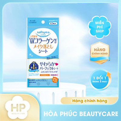 Khăn Giấy Tẩy Trang Dưỡng Ẩm Bổ Sung Collagen Kosé Softymo Cleansing Sheet C (52 miếng)