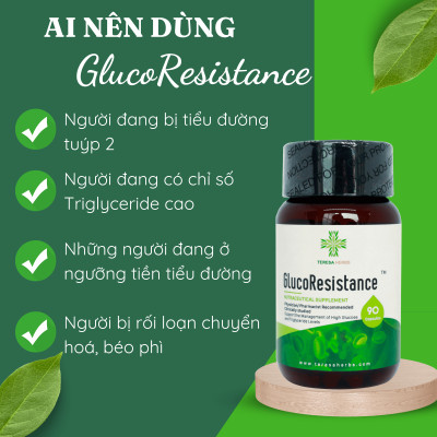 Viên Uống Hỗ Trợ Tiểu Đường Ổn Định Đường Huyết Teresa Herbs GlucoResistance Nhập Khẩu Mỹ – 90 Viên