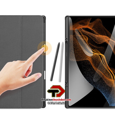 Bao da chống sốc cho SamSung Galaxy Tab S8 Ultra có ngăn đựng bút chính hãng Dux Ducis Domo - Hàng nhập khẩu 