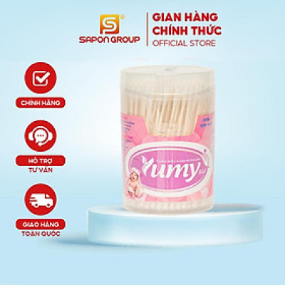 Tăm Bông Trẻ Em YUMY Baby Thân Giấy Hộp Vát Size M – Combo 12 Hộp x 180 Que (TB01-627), Mềm Mịn, An Toàn Cho Bé
