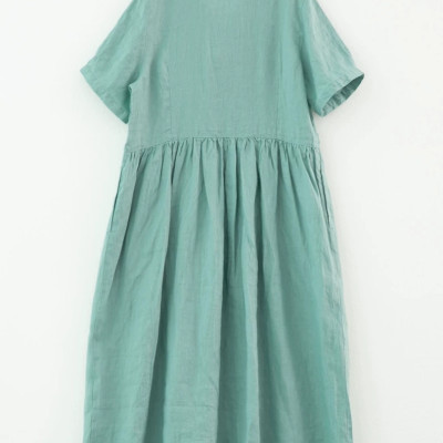 Đầm váy thiết kế cổ  sơ mi, chất linen thoải mới, dễ mặc,  siêu xinh mẫu mới